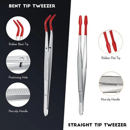1/4 Pieces Tweezers With Rubber Tips Tweezers Rubber PVC Silicone