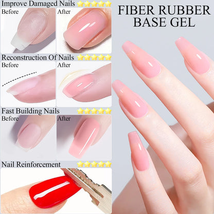 Hassleless 15ml single tube fiber base gel nail polish, clear,
