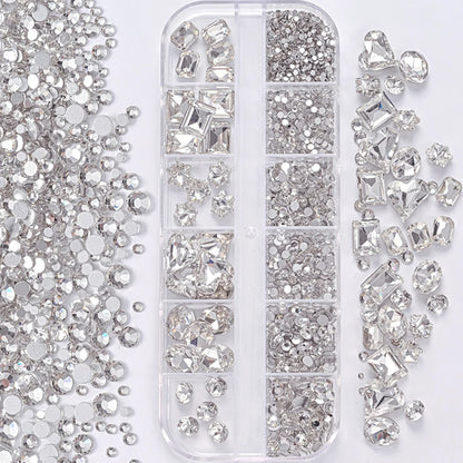1Box 3D Clear Nail Art Rhinestones 12Shapes Mixed