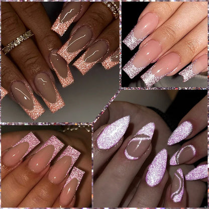 7ml Reflective Glitter Nail Gel Polish Semi Permanent French Style