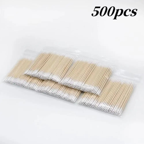 100/300/500 Nails Wooden Tip Cotton Stick Buds Disposable Ultra-Detail