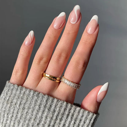 24Pcs Cute Oval False Nails Reusable And Adhesives Aesthetic False Almond Nails Complete Nail Kit Acrylic Press On Set For Gel