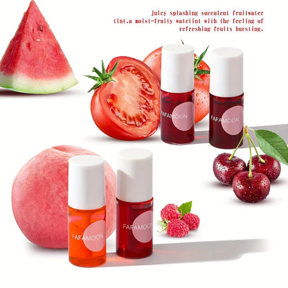 4 color Fruity Lip Tint Water Gloss Tint,Moisturizing Waterproof