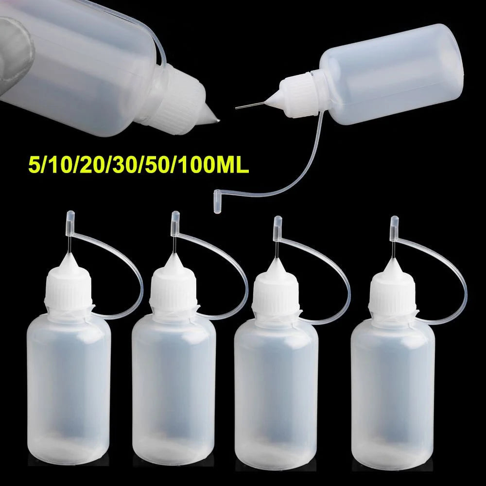 5pcs/set 5/10/20/30/50/100ML Needle Tip Glue Applicator Bottle for