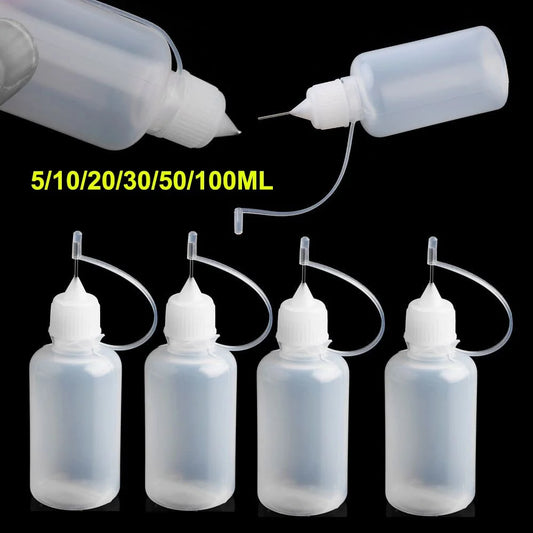 5pcs/set 5/10/20/30/50/100ML Needle Tip Glue Applicator Bottle for