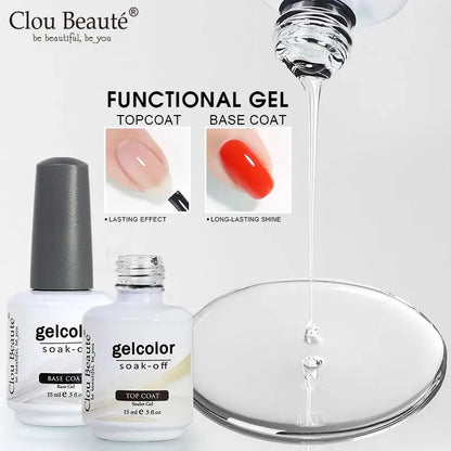 Clou Beaute No Wipe Top Coat Base Coat UV Gel Nail Art Tips Manicure