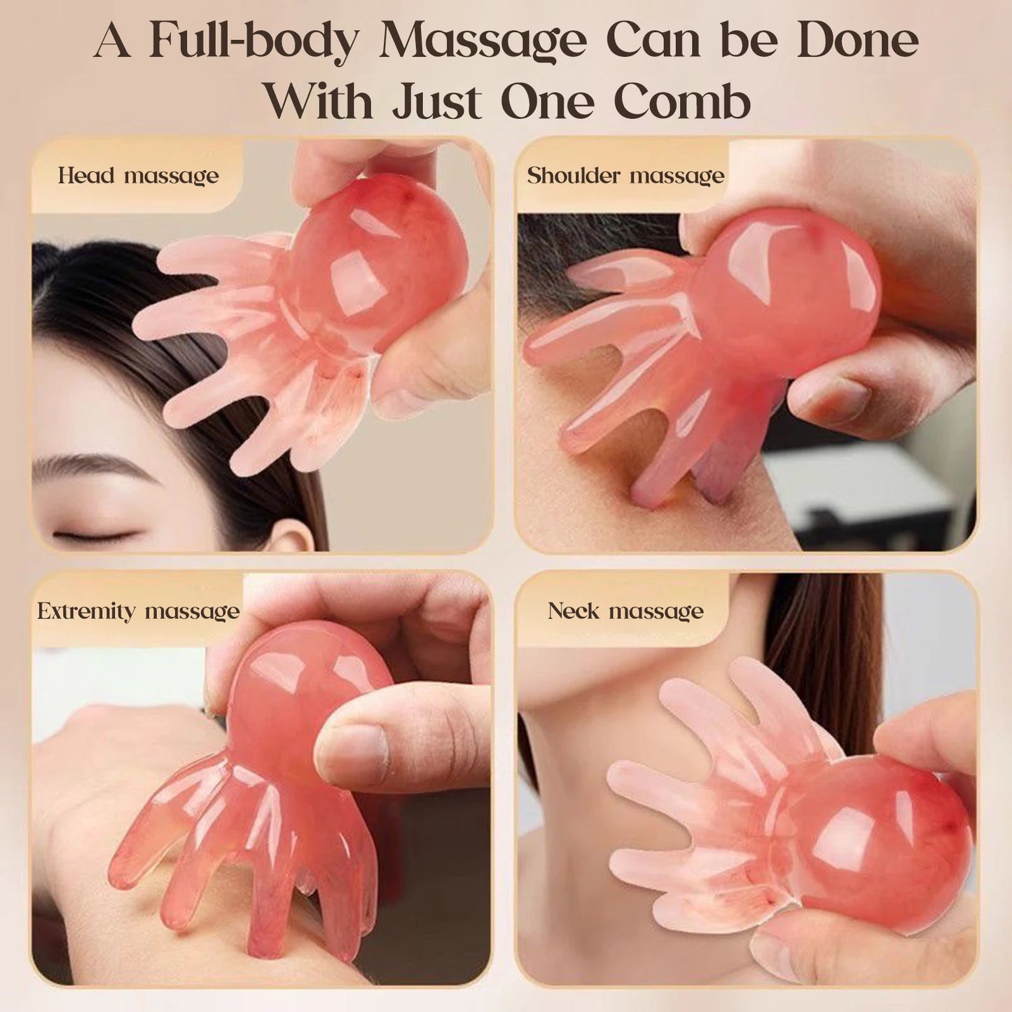Octopus Head Massager Comb Head Meridian Manual Acupressure Tool
