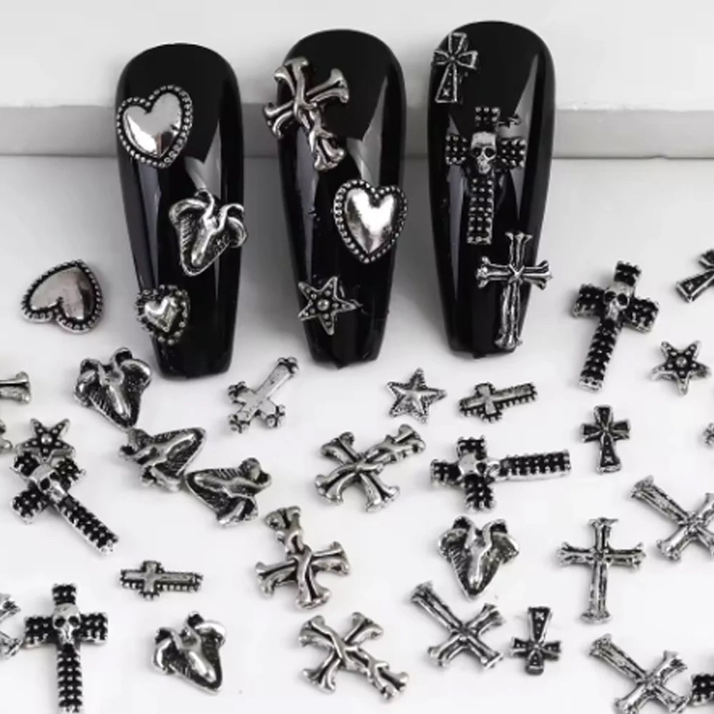 120 pcs / 1 box European American dark vintage style cross nail art