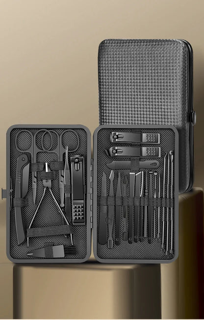 8/12/15/20/24pcs black Nail clipper set Pedicure knife Stainless steel