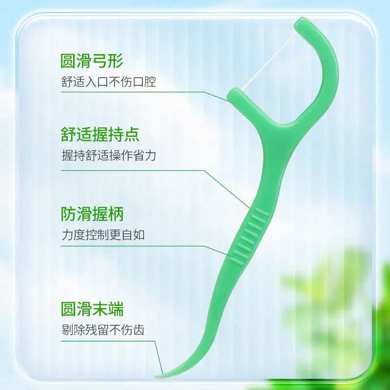 300pcs Mint Adult Dental Floss Sticks - Ultra-Fine Flosser Home Set -