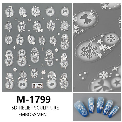 5D Nail Art Stickers Love Hearts Stars French Nail Art Design