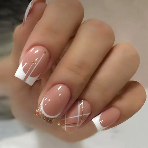 24PCS/ brown ballet-shaped fake nails instantly upgrade your look with