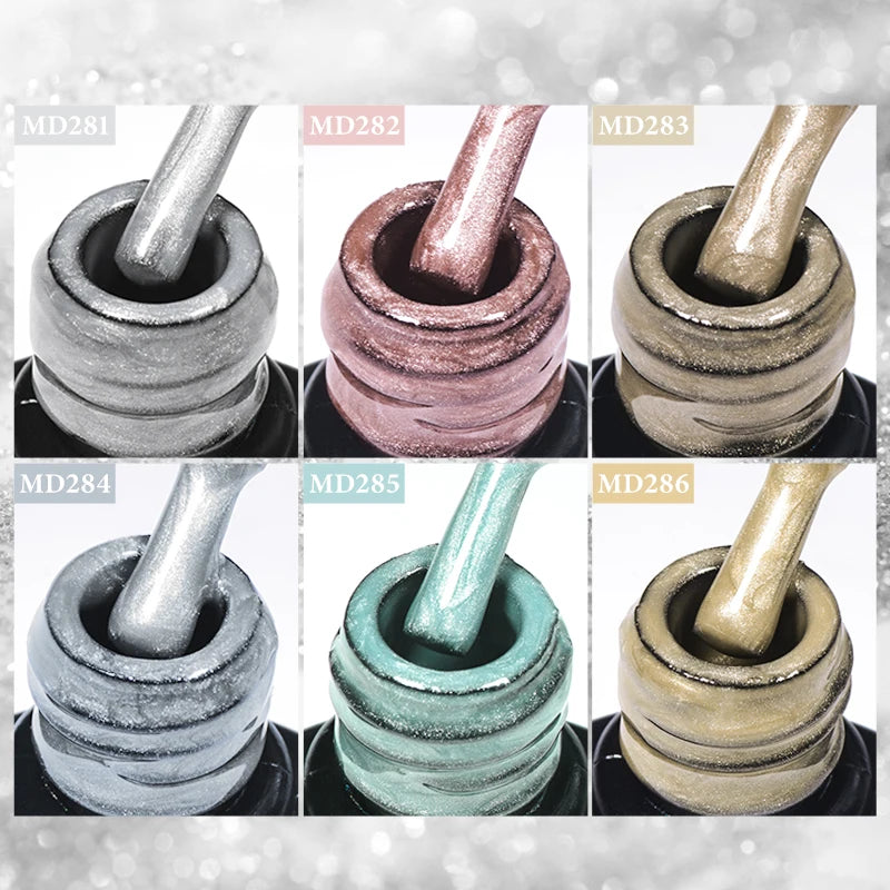 MSRUIOO 8ml Moonlight Cat Magnetic Nail Gel Polish Glitter Pink Silver