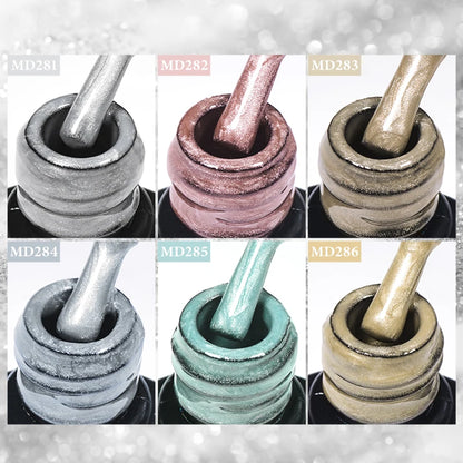 MSRUIOO 8ml Moonlight Cat Magnetic Nail Gel Polish Glitter Pink Silver