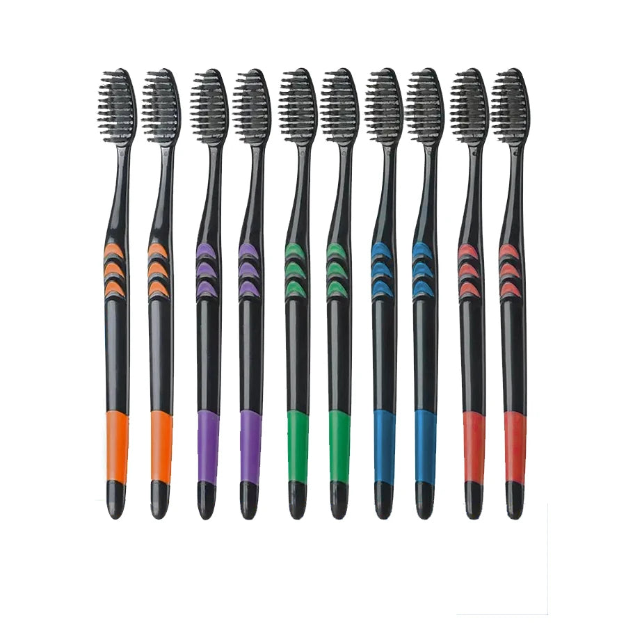 10 Pcs Family pack toothbrush, Bamboo Charcoal Soft Bristles
