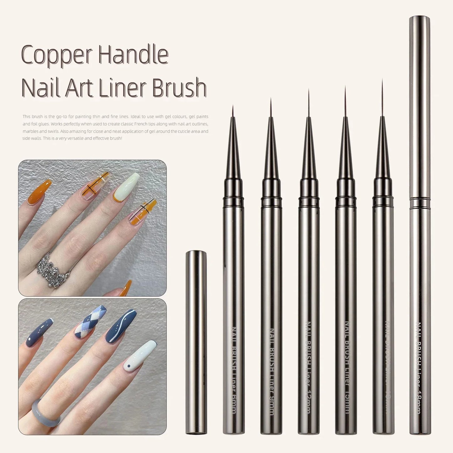 5PCS Nail Art Liner Brushes Hand Painted Brush Acrylic UV Gel Colours