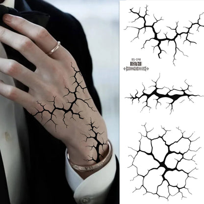 2Sheets Large Halloween Black Lightning Temporary Tattoo Sticker for