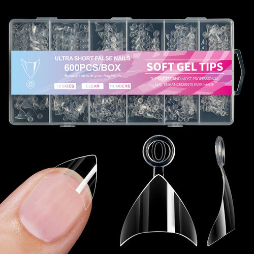 600pcs/Boxed Ultra Short French False Press On Acrylic Nails Tips