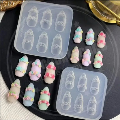 Cake Cream Lace Heart Silicone Nail Mold Sweet Y2K Nail Art