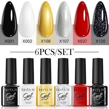LILYCUTE 6Pcs/set 7ml Coffee Series Gel Nail Polish Kit 125 Colors