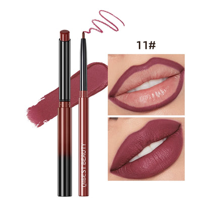 QIBEST 12 Colors Lip Makeup Nude Lipstick Pencil Waterproof Long