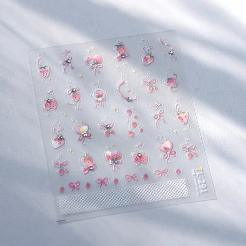 Cute Animals Bear Dog Cake Sweet Cherry Grid Bowknot Star Line Fruit