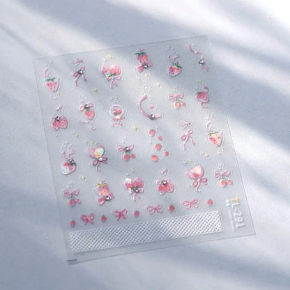 Cute Animals Bear Dog Cake Sweet Cherry Grid Bowknot Star Line Fruit