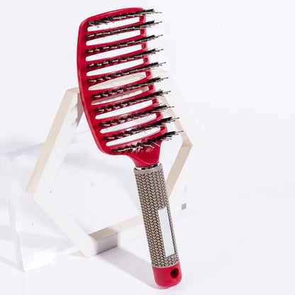 Hair Brush Scalp Massage Comb Hairbrush Boar Bristle Nylon Women Wet