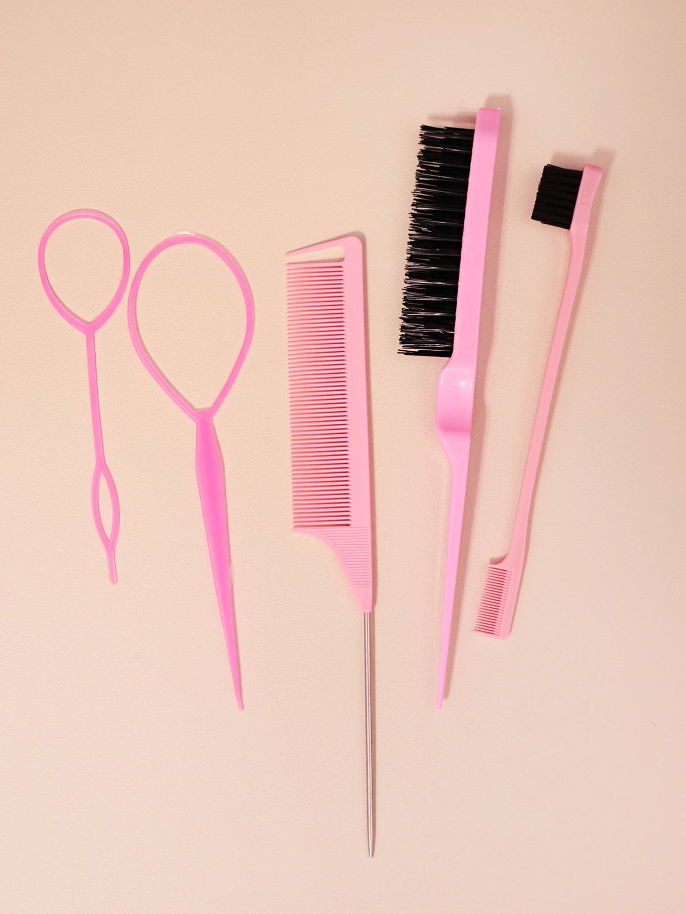 Hair brush and braid set, 5pcs/set, tear comb brush, edge brush, braid