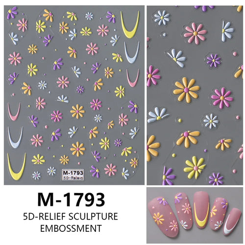 5D Nail Art Stickers Love Hearts Stars French Nail Art Design