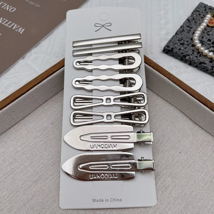 Sliver Metal Hair Clips Women Girls Y2K Duckbill Hairpin Personality