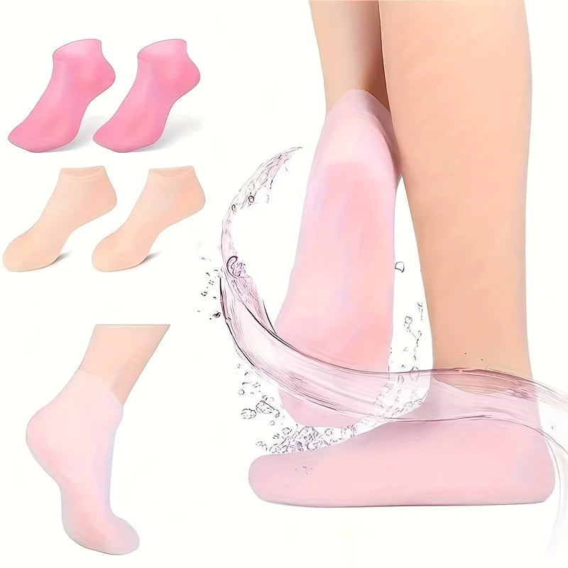Silicone Moisturizing Foot Socks, 2 Pack, for Dry and Cracked Feet -