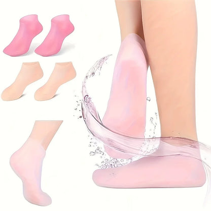 Silicone Moisturizing Foot Socks, 2 Pack, for Dry and Cracked Feet -