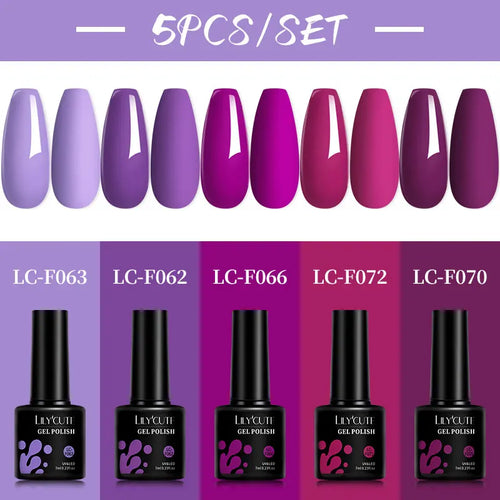 LILYCUTE 5Pcs/Set 7ML Red Brown Nail Gel DIY Nail Art Semi Permanent