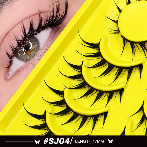 Lasvirey Cat Eye Lashes Manga Lashes Styles 3D Faux Mink Lashes Soft