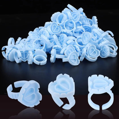 100 PCS Disposable Heart-shaped Plastic Glue Ring Cup Eyelash