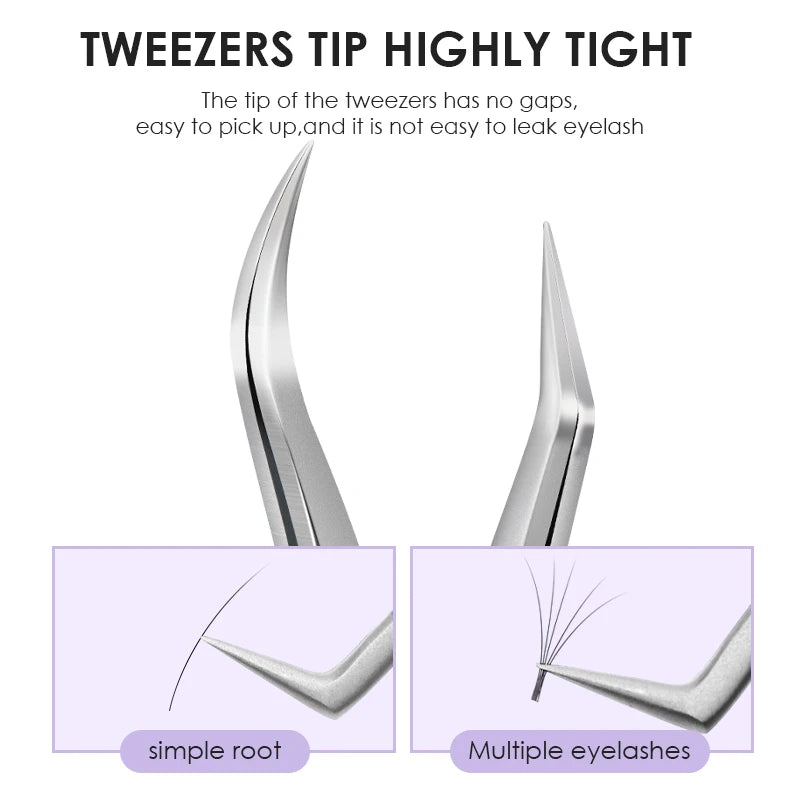 Stainless Steel Eyelash Extensions Tweezers Lash Artists High