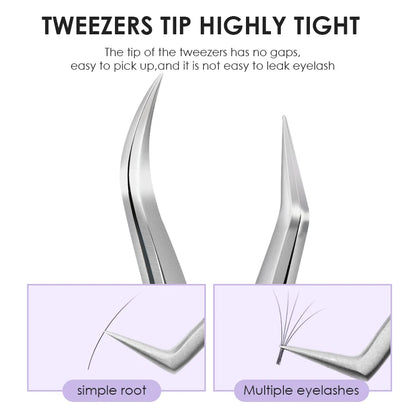 Stainless Steel Eyelash Extensions Tweezers Lash Artists High