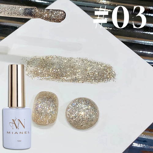 10ml 1-12pcs Gold Sparkling Platinum Nail Gel Polish Glitter Long