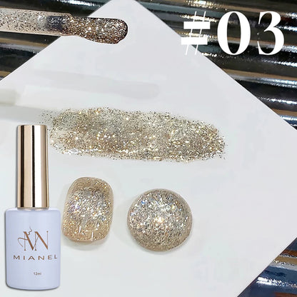 10ml 1-12pcs Gold Sparkling Platinum Nail Gel Polish Glitter Long