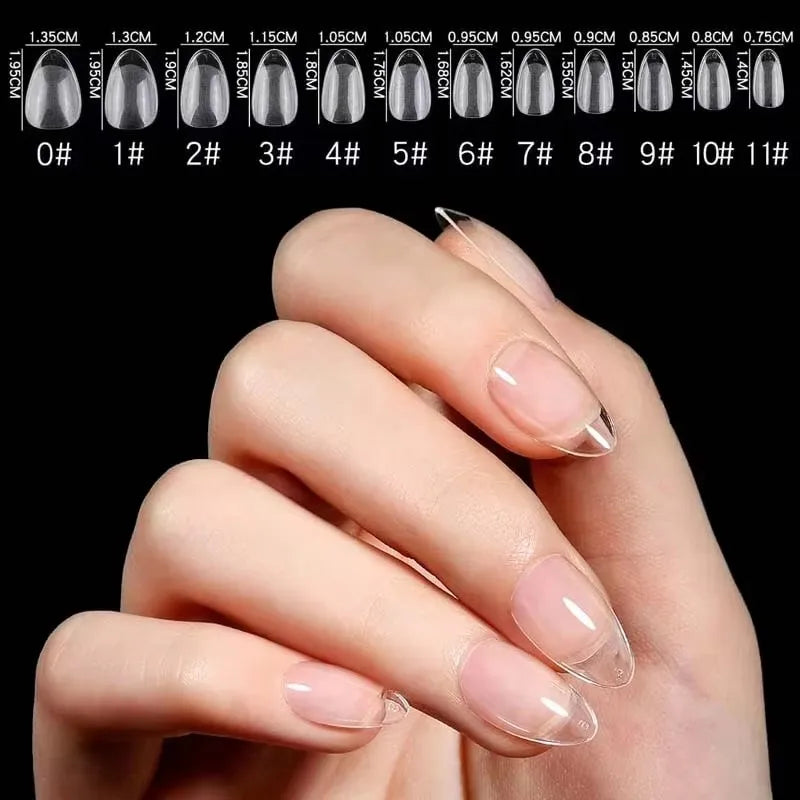 120 Short Almond-Shaped Oval Fake Nail Tips Kit, Can Be Extended into
