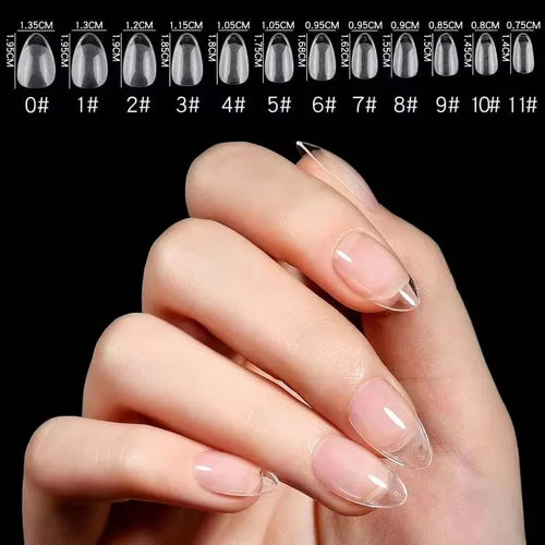 120 Short Almond-Shaped Oval Fake Nail Tips Kit, Can Be Extended into