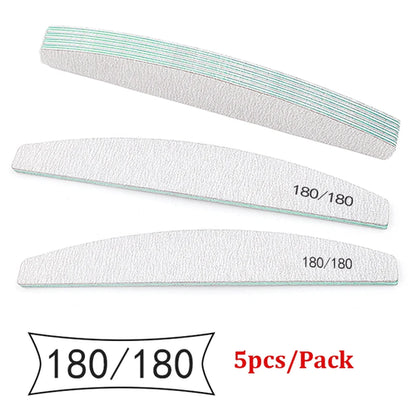 5/25Pcs/Lot Nail File Mix Color 80/100/150/180/240 Grit Professional