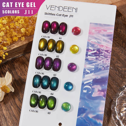 Vendeeni 5 Colors/Set Crystal Cat Eye Gel Nail Polish Semi Permanent