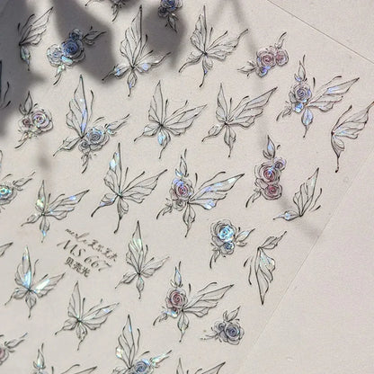 Jelly Butterfly 5D Nail Art Sticker Rhinestone Crystal Charming Shiny