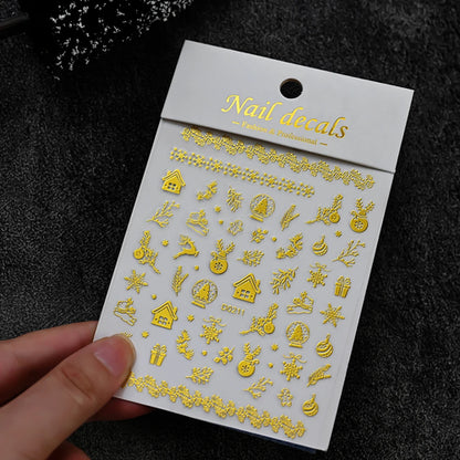 Winter Christmas Atmosphere Nail Stickers Snowman Snowflake Wapiti