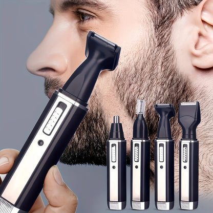 Men's 4-in-1 Electric Grooming Kit, Rechargeable, for trimming hair,