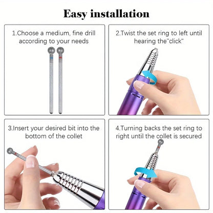 1PC/2/4PCS 5mm Small Round Head Nail Drill Bits，Diamond Cuticle Clean