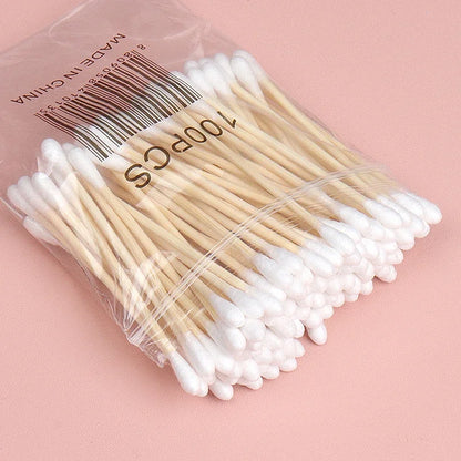 500/1000pcs Double-Headed Wood Cotton Swabs for Nose & Ear Cleaning