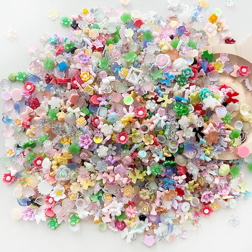 100PCS Random Mixed Strawberry Flowers Nail Charms Sweet Resin